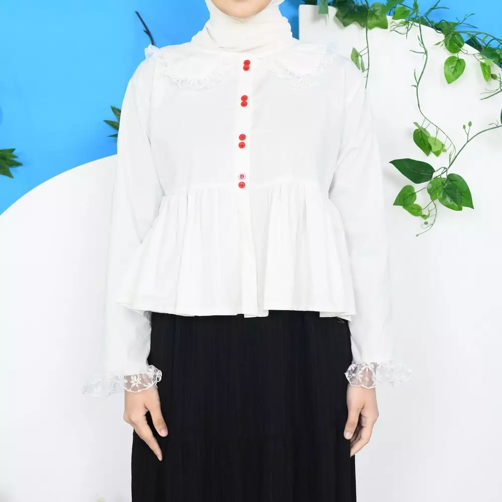 Biyaa Poplin Blouse - Broken White M19754 R23S1