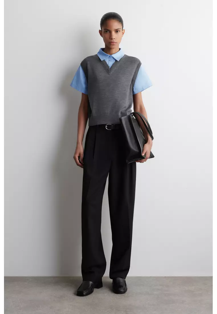 LAYERED MERINO WOOL SHIRT VEST