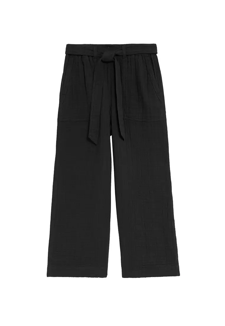 White cropped clearance trousers m&s