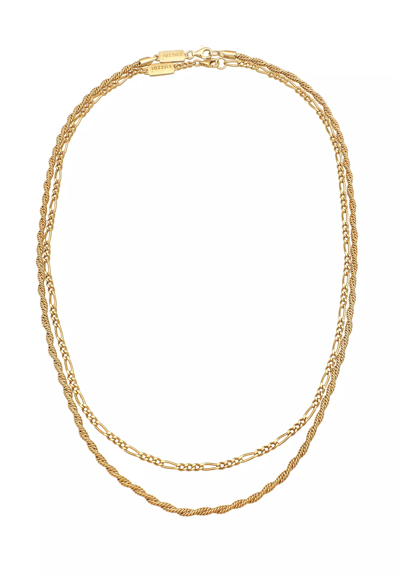 Necklace Men Cord Figaro Set Of 2 Gold Plated