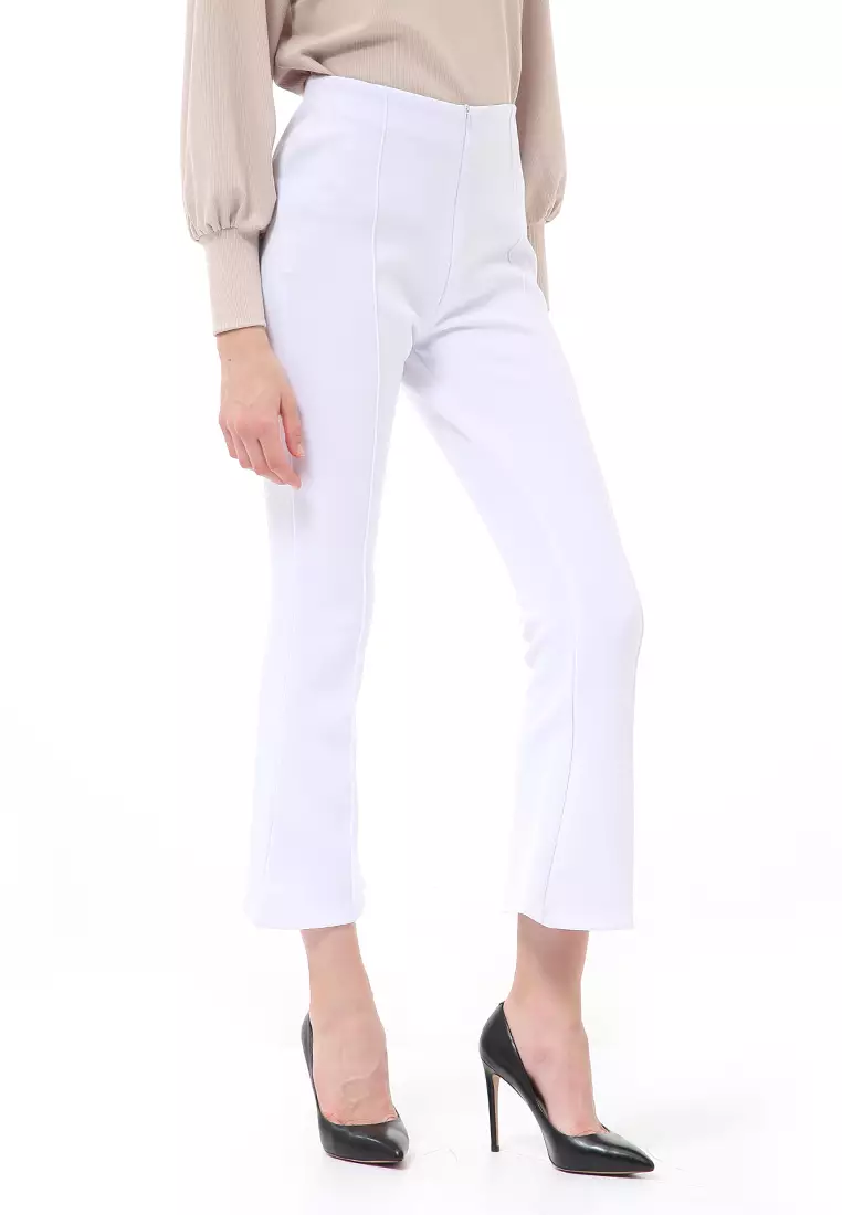 Stella Celana Kerja Wanita Long Pants Cutbray Simple Design Material Scuba ORIGINAL - White
