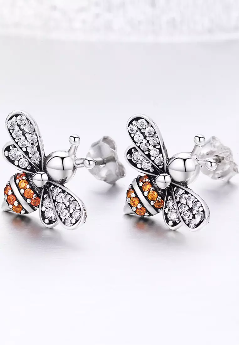 Solid 925 Sterling Silver Kayla Bee Stud Earrings