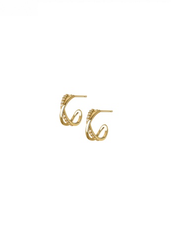 HAPPY FRIDAYS gold 925 Silver Zircon Intersect Design Earrings JW AR-M01028 84E96AC348CB44GS_1