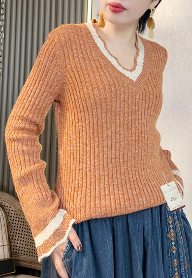 Asymmetric neck patchwork contrast shop stitching sweatshirts