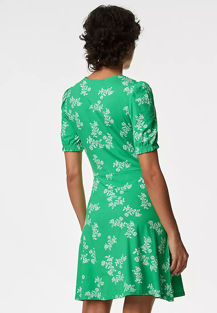 Jersey Printed Mini Skater Dress