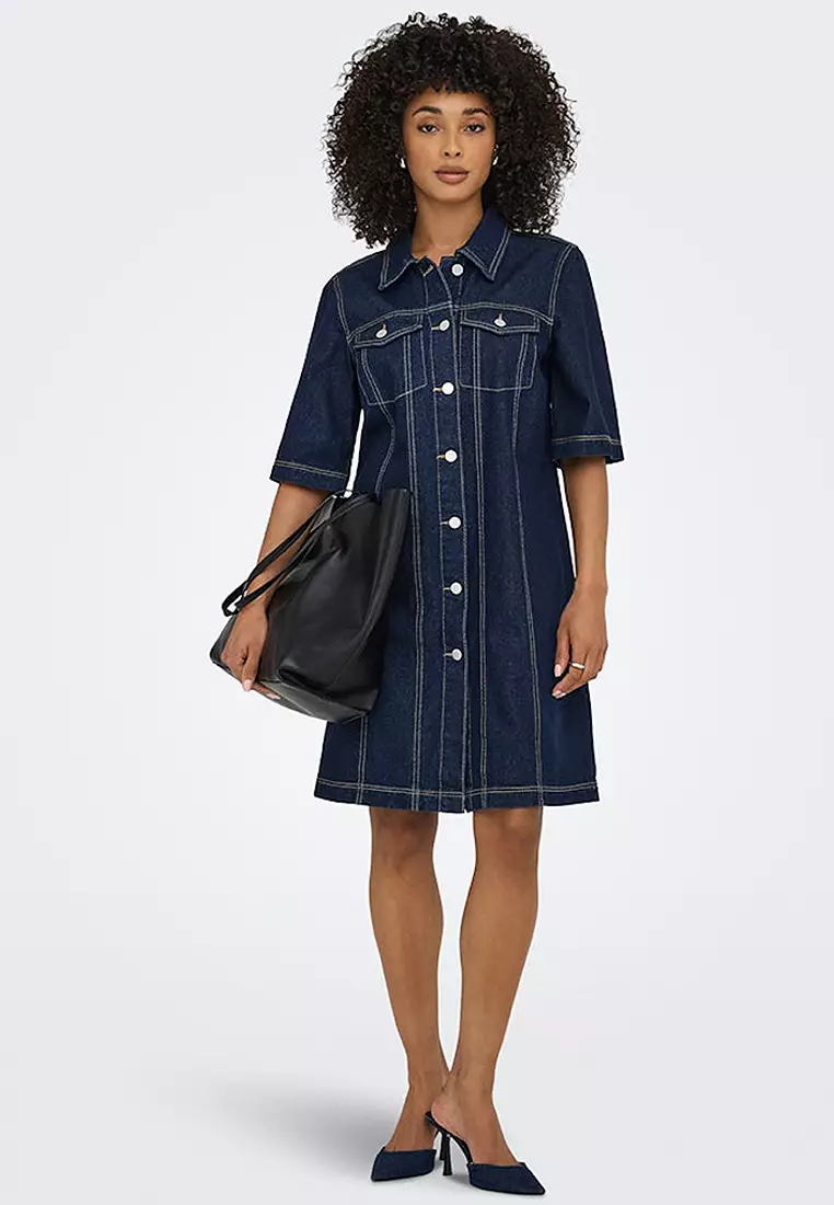 jacqueline de yong denim dress Jacqueline de Yong Button Down Denim Dress for Women