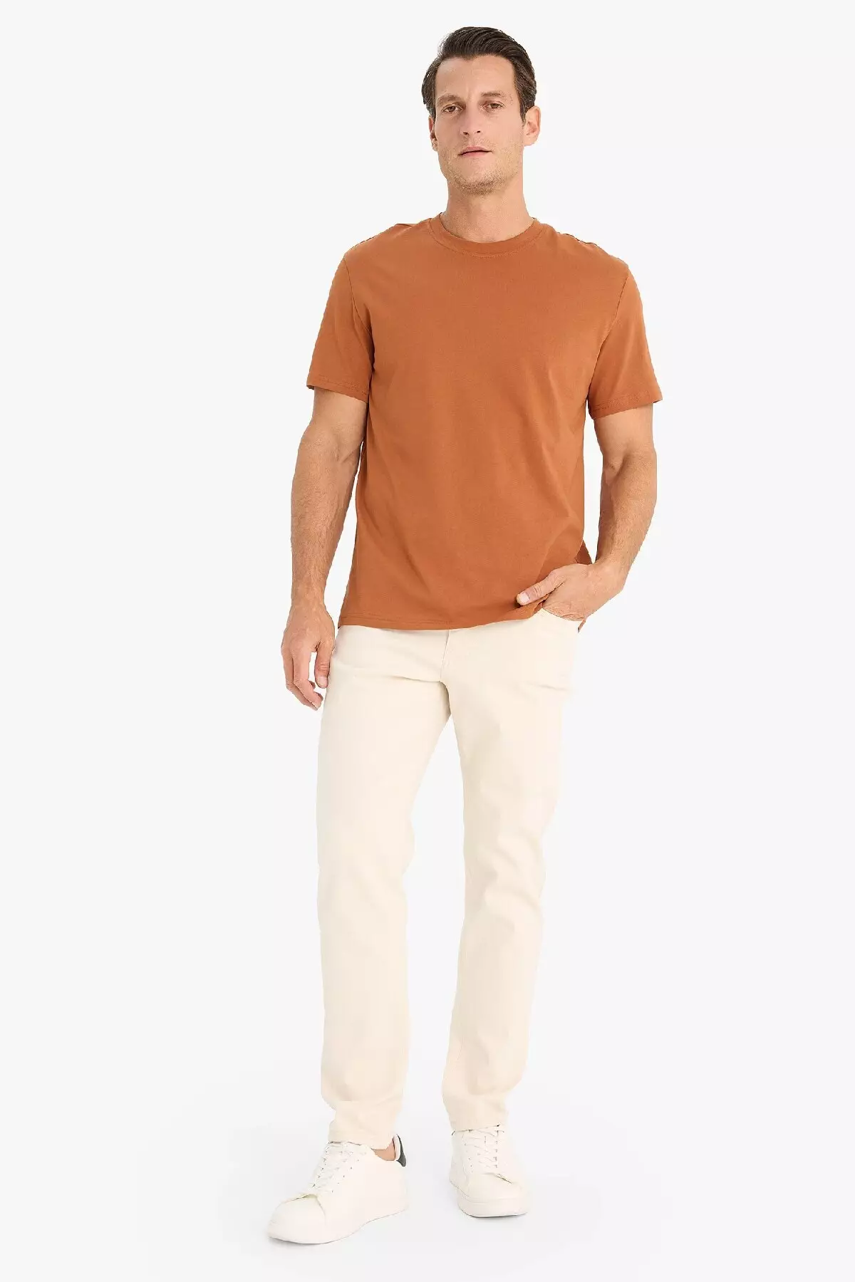 100% Cotton New Regular Fit Crew Neck Basic Plain Short Sleeve T-Shirt V7699Az25Sp