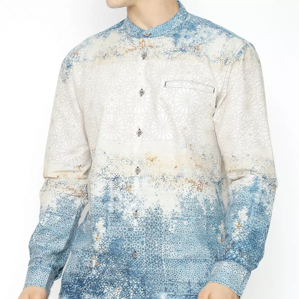 AMK Kemeja Koko Pria Printing  Lengan Panjang KK NIZAM L/S GREEN