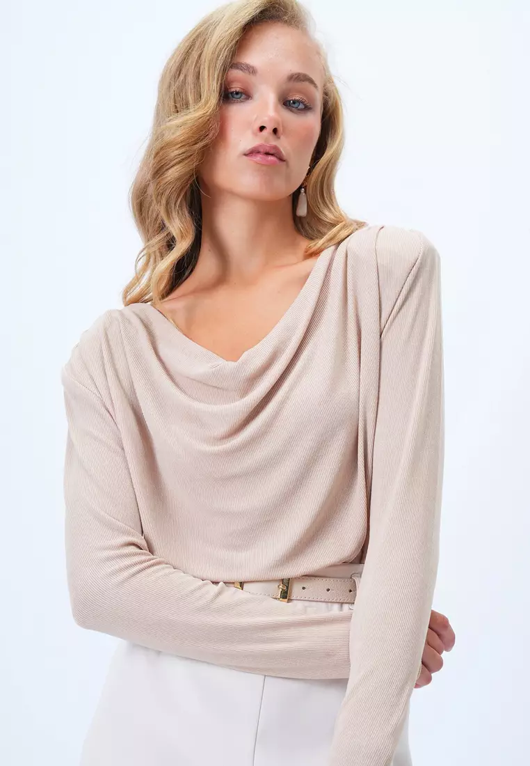 Cowl Neck Draped Blouse