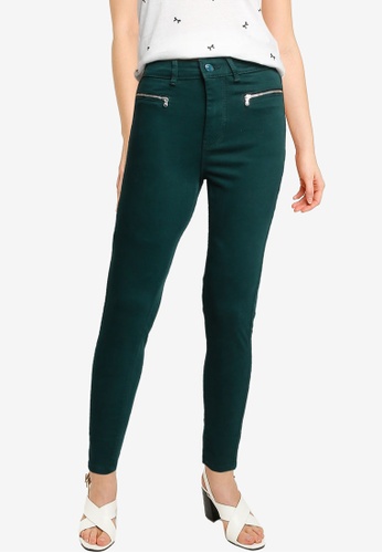 Springfield green High Rise Zips Jeans 86163AA2145674GS_1