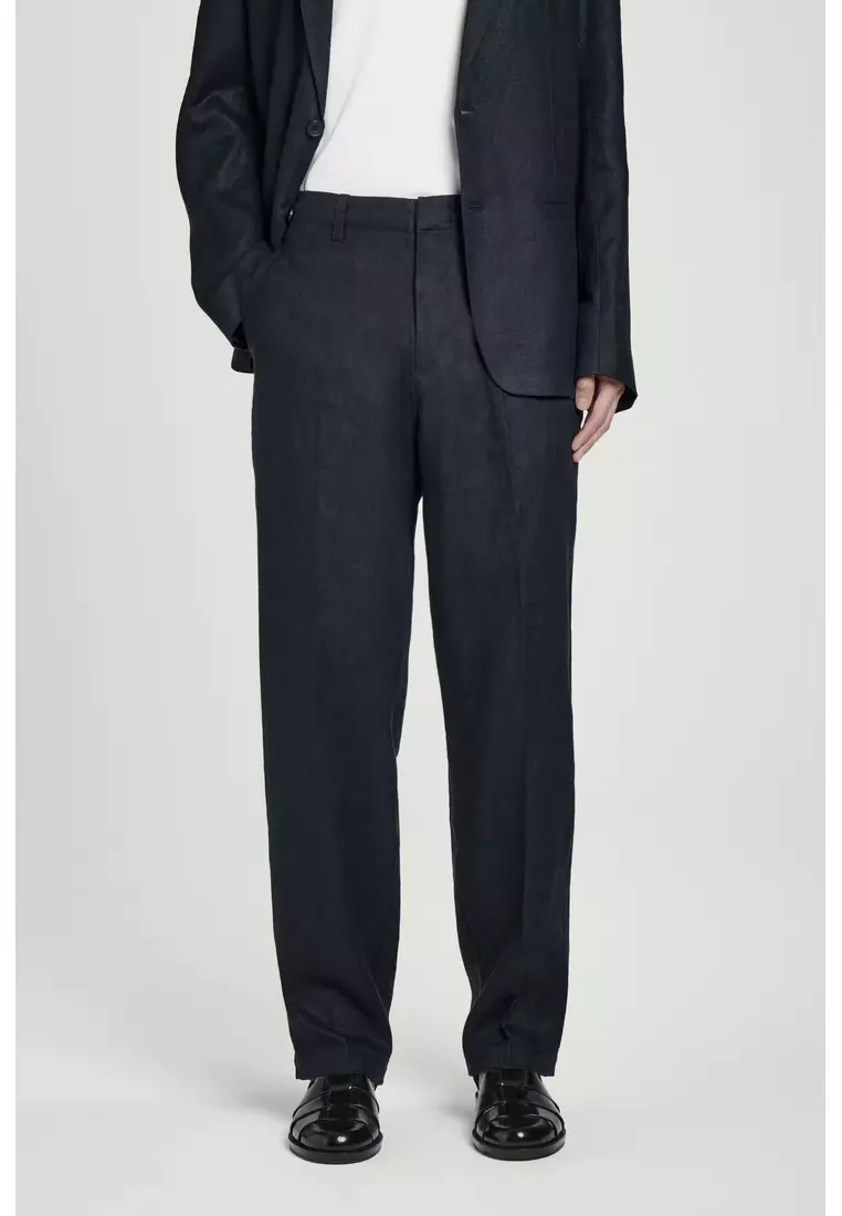RELAXED LINEN TAPERED TROUSERS