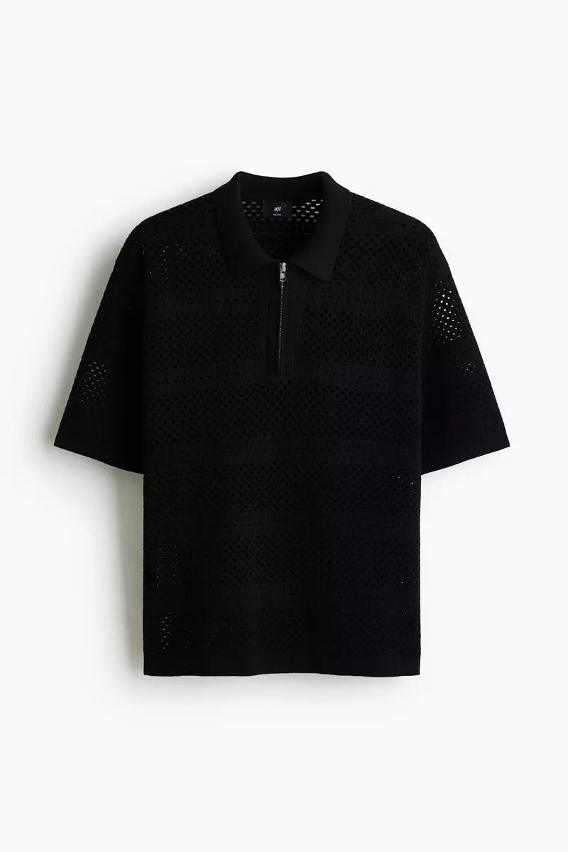 Relaxed Fit Hole-knit polo shirt