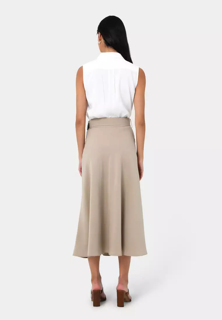 Anali Belted A-Line Skirt