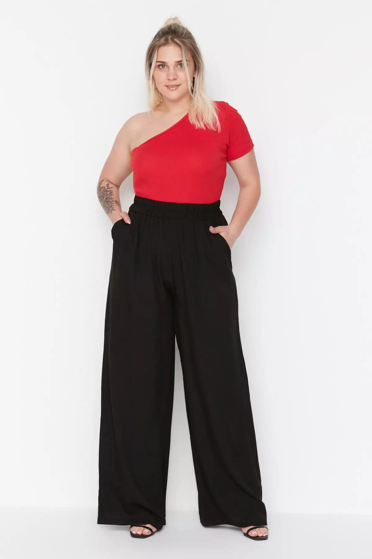 Plus Size Woven Viscose Trousers