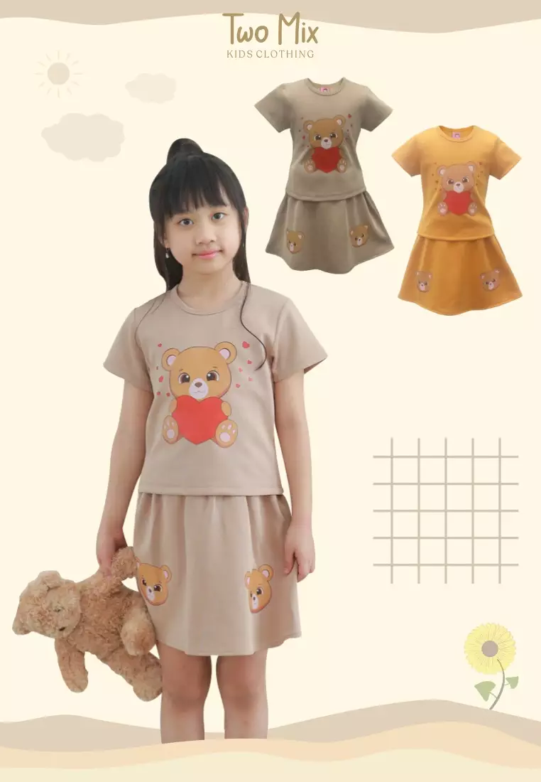 Two Mix Setelan Anak Perempuan Bear Love Set 1-8 Tahun 4227