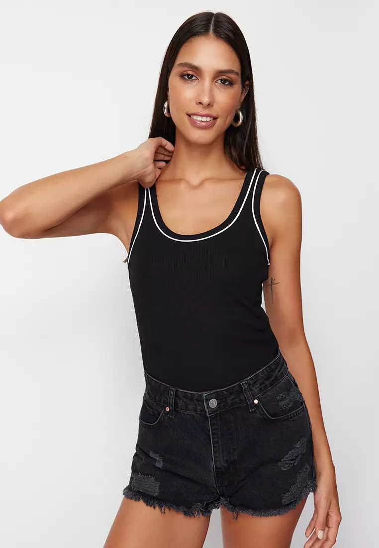 Contrast Piping Rib Tank Top