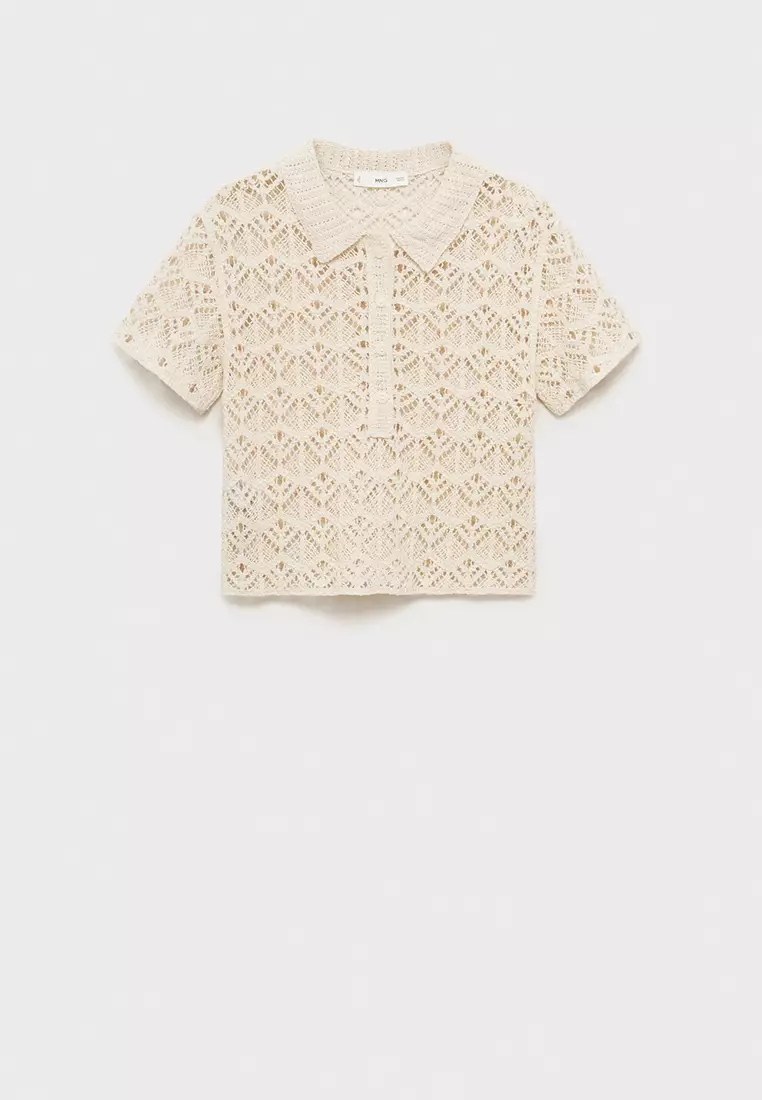 Short-Sleeved Crochet Sweater