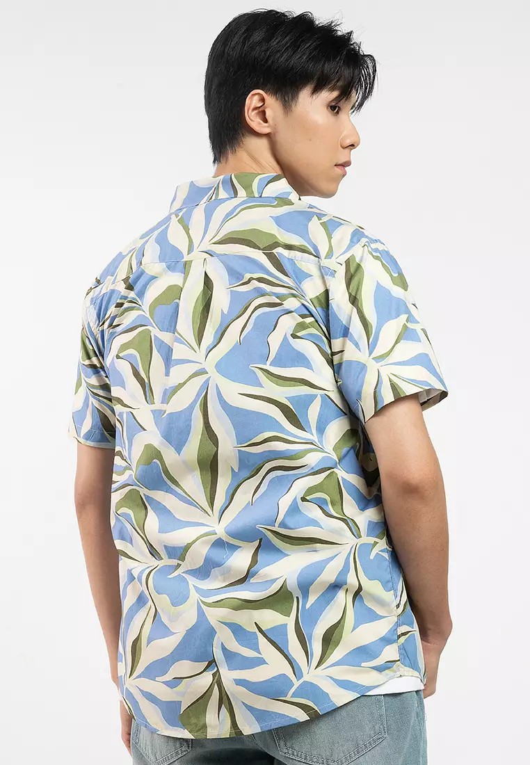 Abstract Floral Printed Short Sleeve Shirts