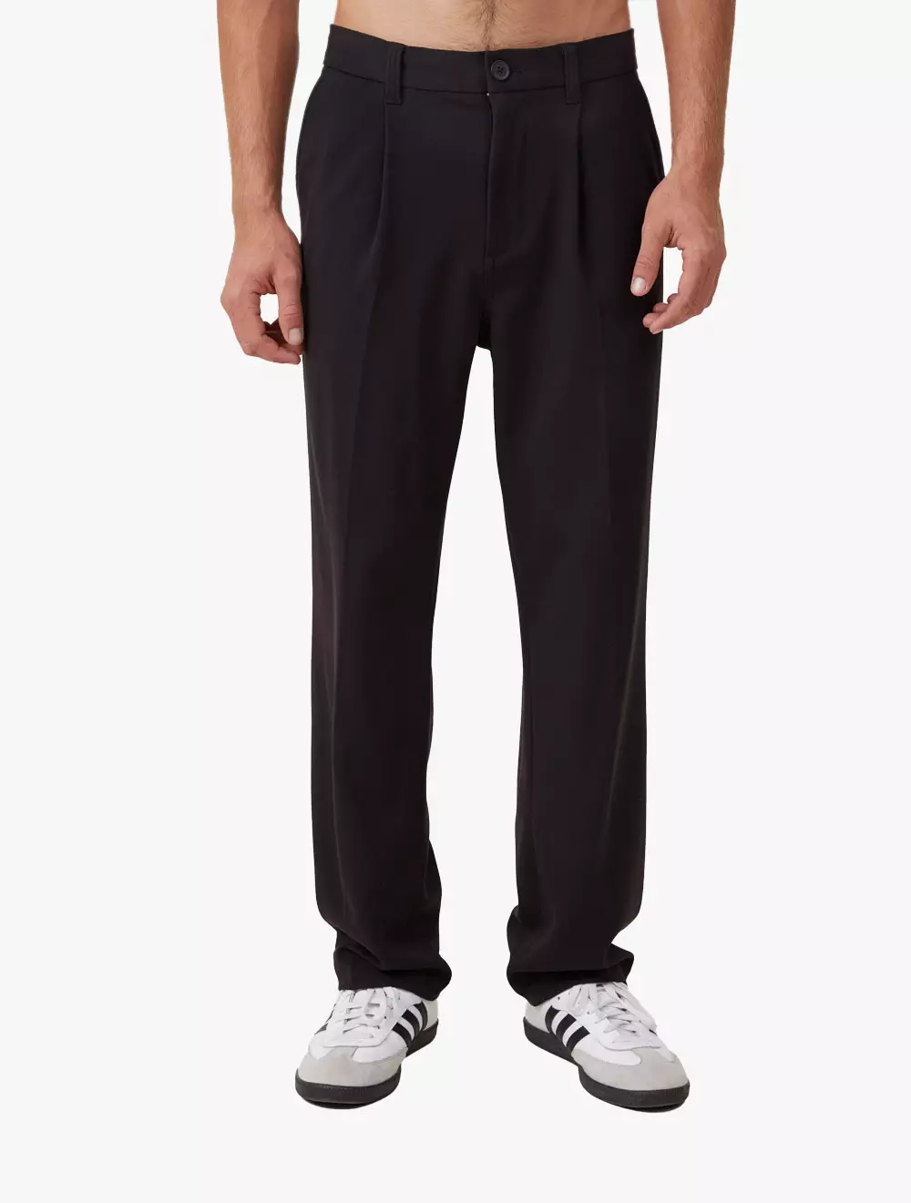 Cotton On -  Pakaian Pria  - Relaxed Pleated Pant - Black
