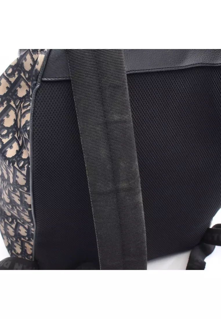 Christian Dior Backpack Backpack Oblique Beige Navy Nylon Leather Oblique Christian Dior Oblique Rucksack Backpack Nylon leather Beige  main image 4
