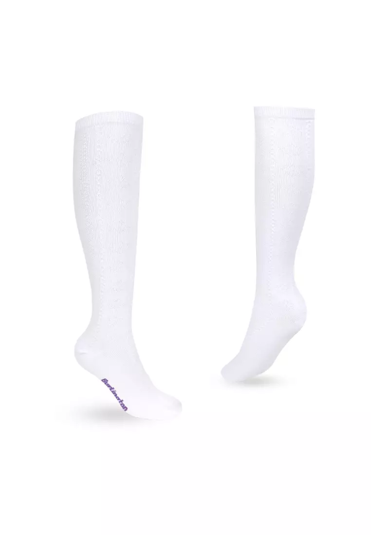 Girls’ Embossed Cotton Thin Casual Knee High Socks 3 pairs in 1 pack BGKHMG2