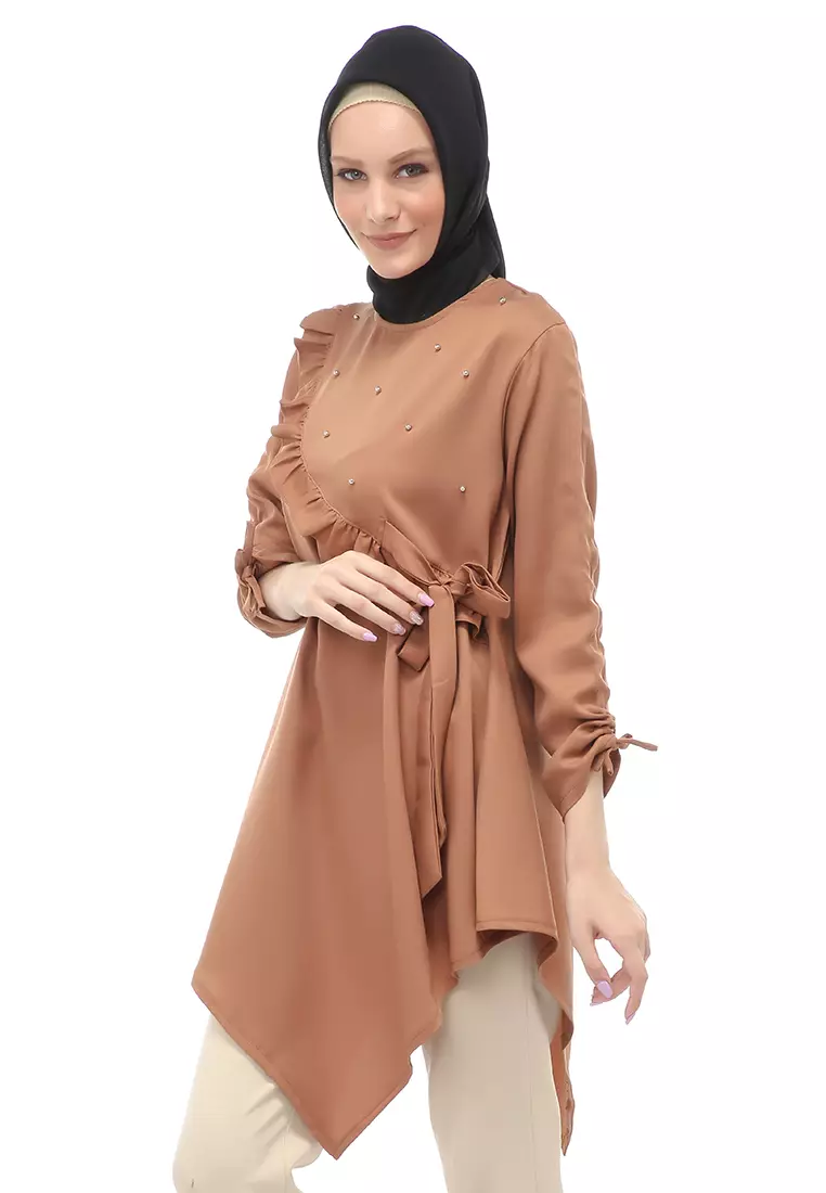 Ketrin Tunik Muslimah Atasan Wanita Polos Long Sleeve Regular Fit - Milo