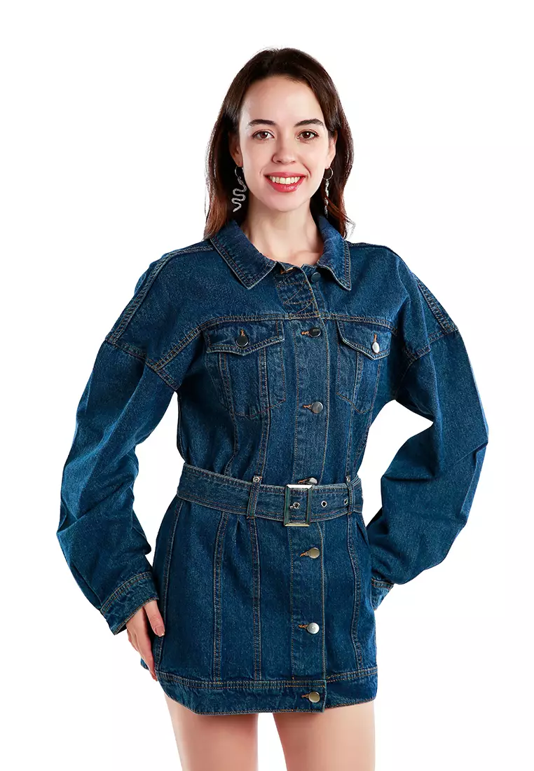 Buy London Rag Mid Blue Long Belted Denim Jacket 2026 Online | ZALORA