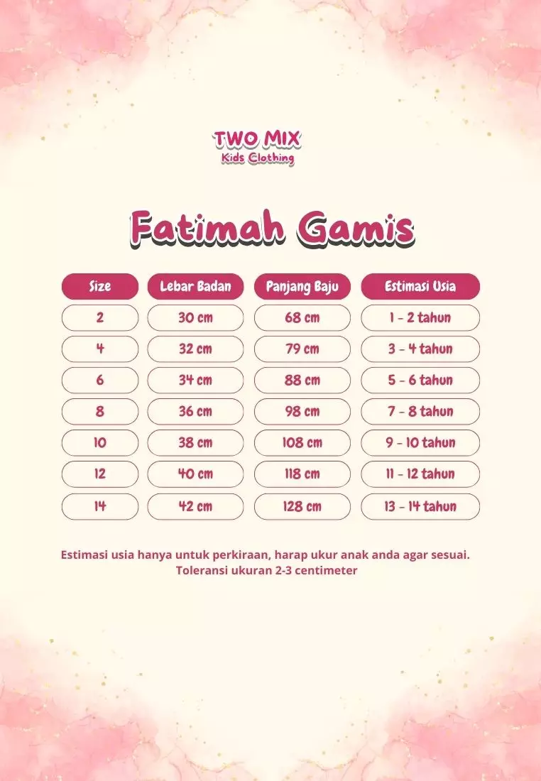 Two Mix Fatimah Baju Dress Gamis Anak Perempuan 1-12 Tahun 4430