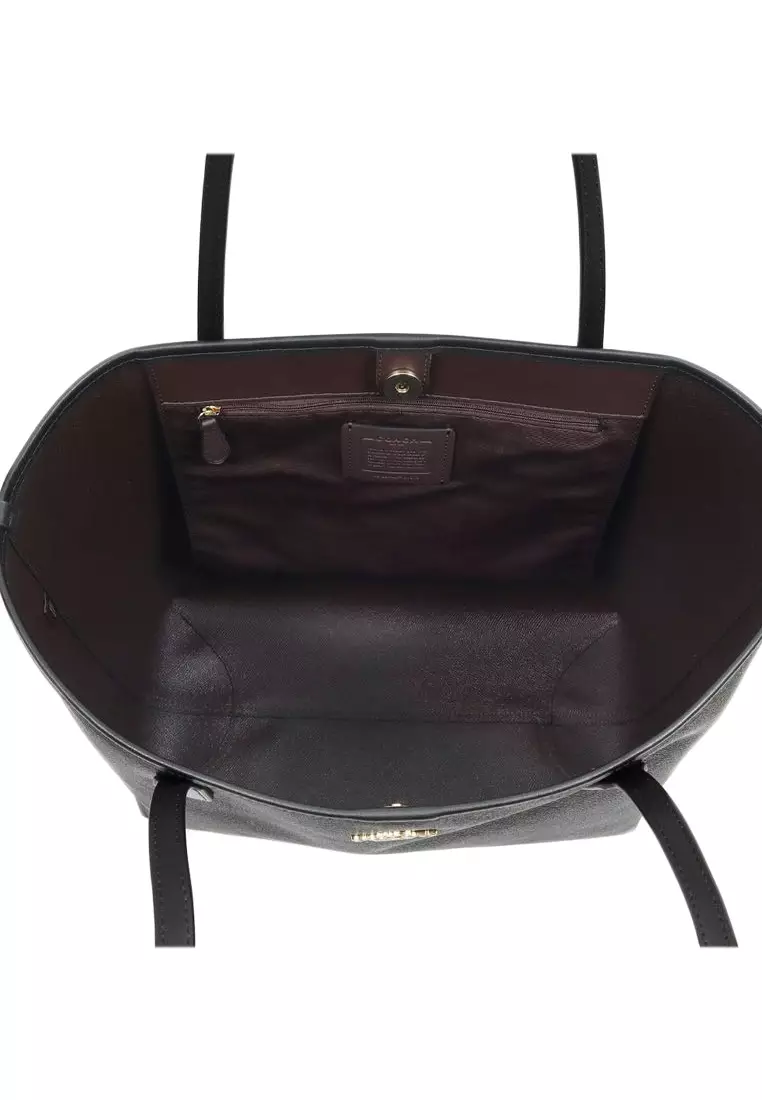 City Tote Bag In Signature Canvas - Walnut Black