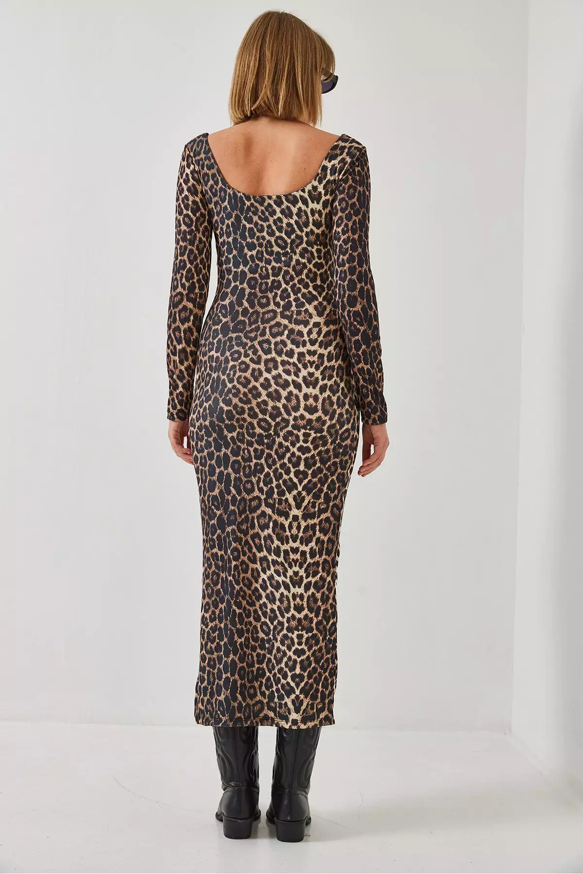 Women's Slit Leopard Print Long Dress 250-1 60261049