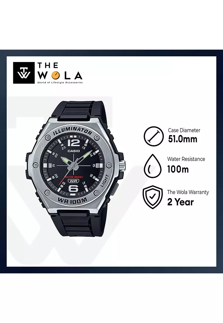 Men's Analog MWA-100H-1AV Black Resin Band Sport Watch