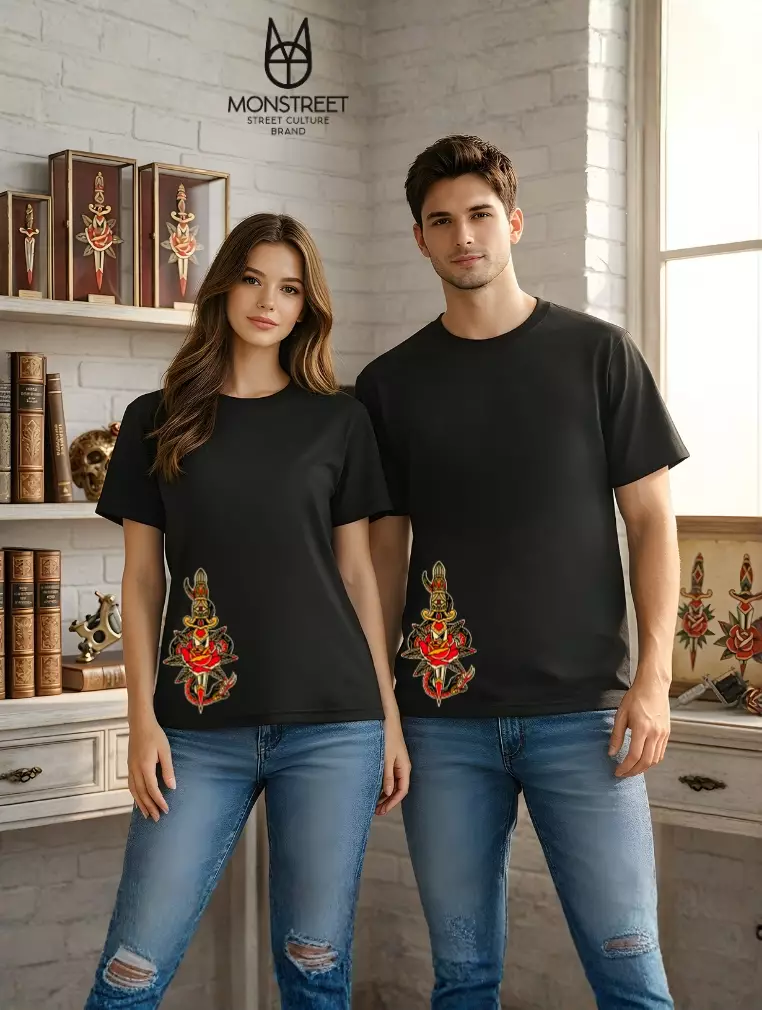 Monstreet Kaos Katun Combed 24S Grafis Reguler Fit Hitam Tshirt UTR229 Cotton Combed 24S Graphic Tshirt Regular Fit Black Tshirt