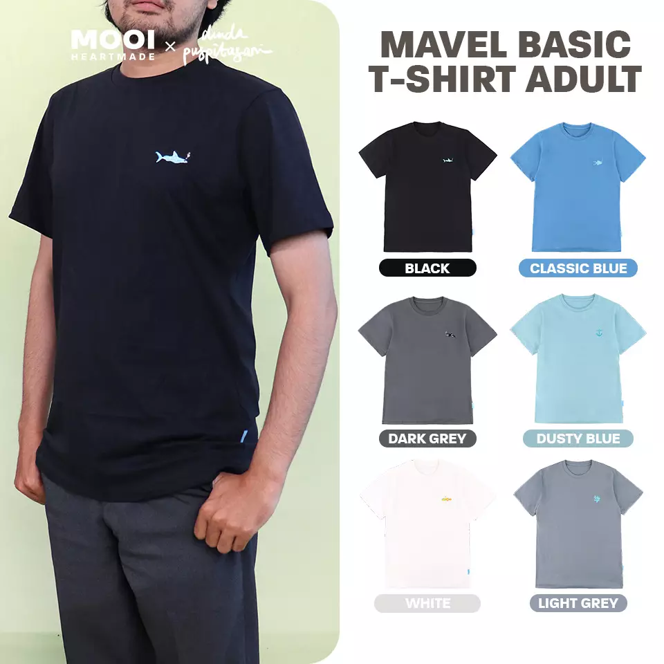 Mooi X Dinda Puspitasari Kaos Dewasa Mavel Basic T-Shirt Adult - Dusty Blue