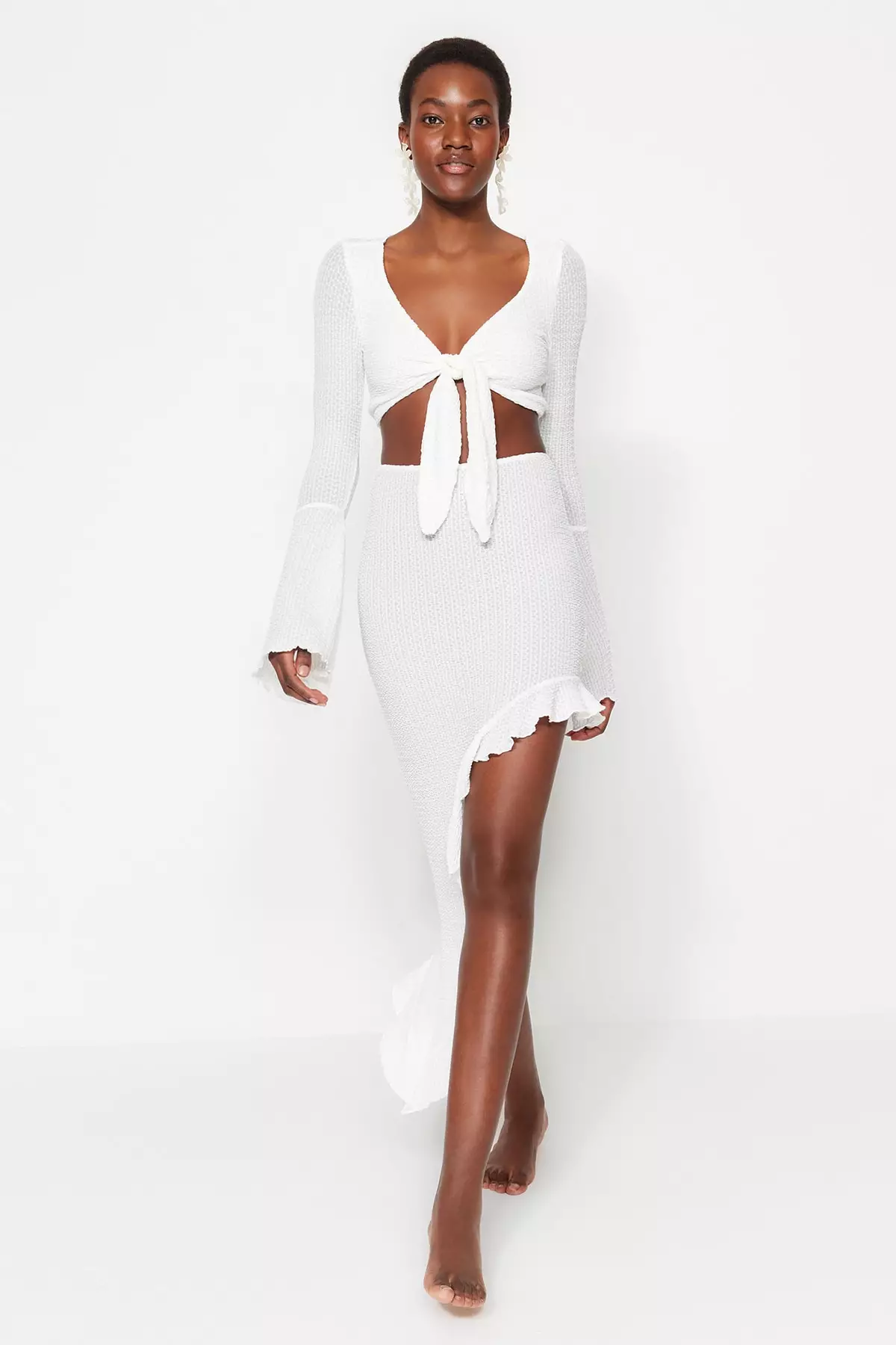 Tied Blouse Skirt Set