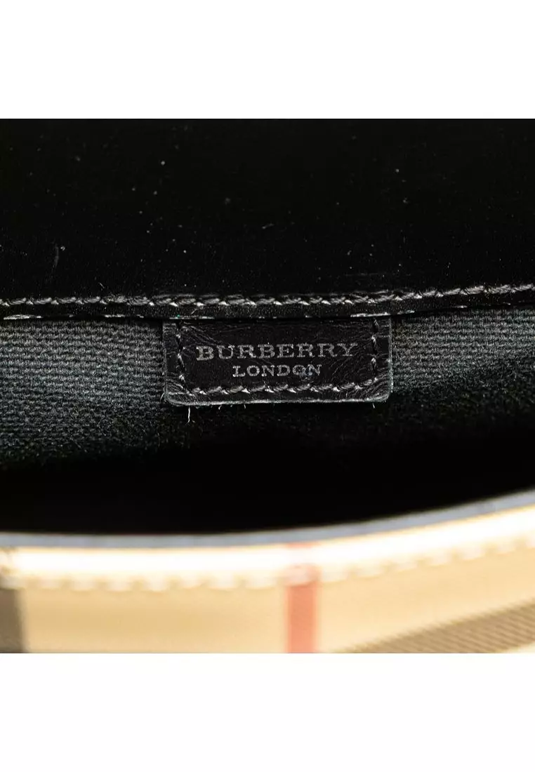 Pre-Loved Burberry House Check Canvas Flap Crossbody