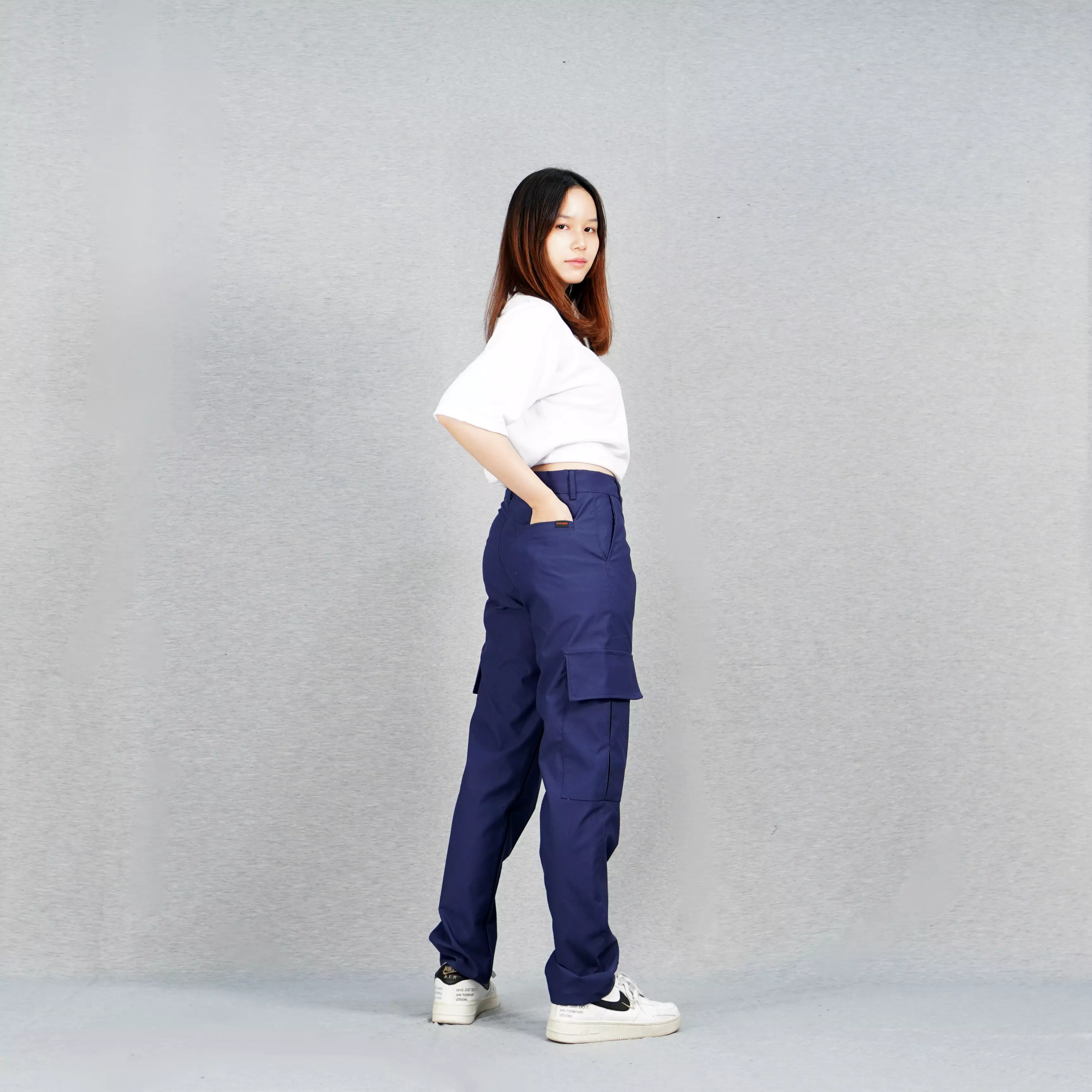  RAYSA Celana Panjang Cargo Celana Cargo Wanita Celana Wanita Celana Kargo - NAVY