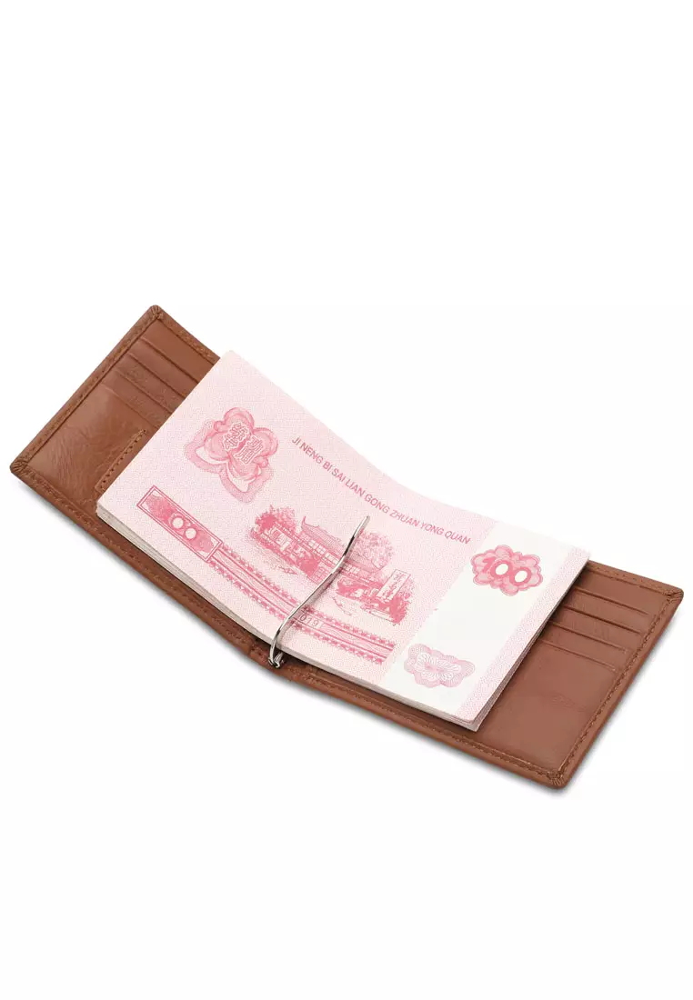 Men's Genuine Leather RFID Blocking Money Clip Wallet