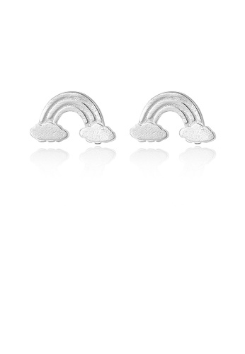 Glamorousky silver 925 Sterling Silver Fashion Simple Rainbow Cloud Stud Earrings 307D8AC2432FABGS_1