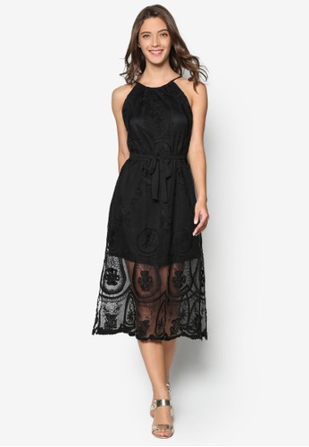 Lace Slit Midi Dress, 服飾zalora退貨, 洋裝