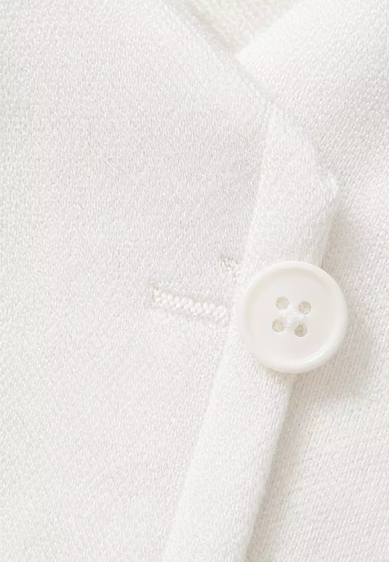 Women's White Sweetheart Neck Button Crop Vest