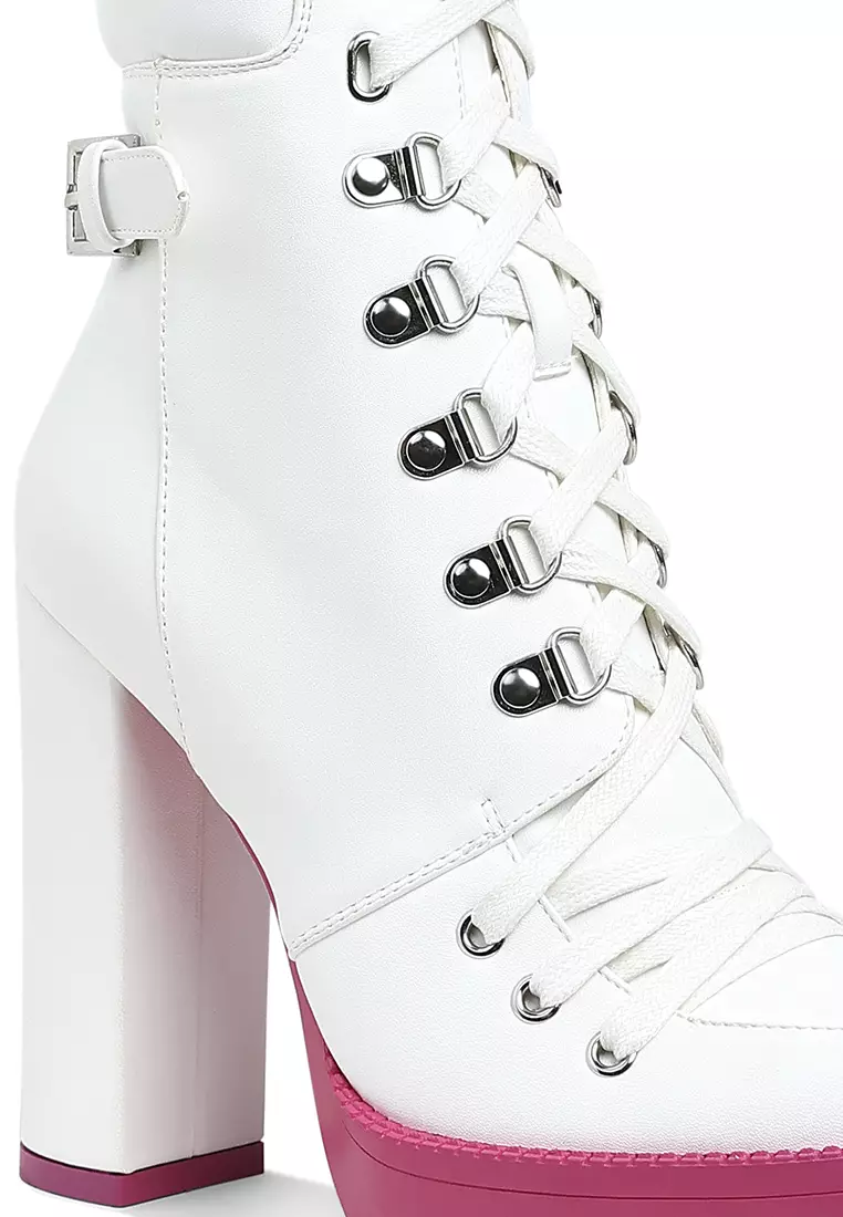 Cushion Collared White Biker Boot