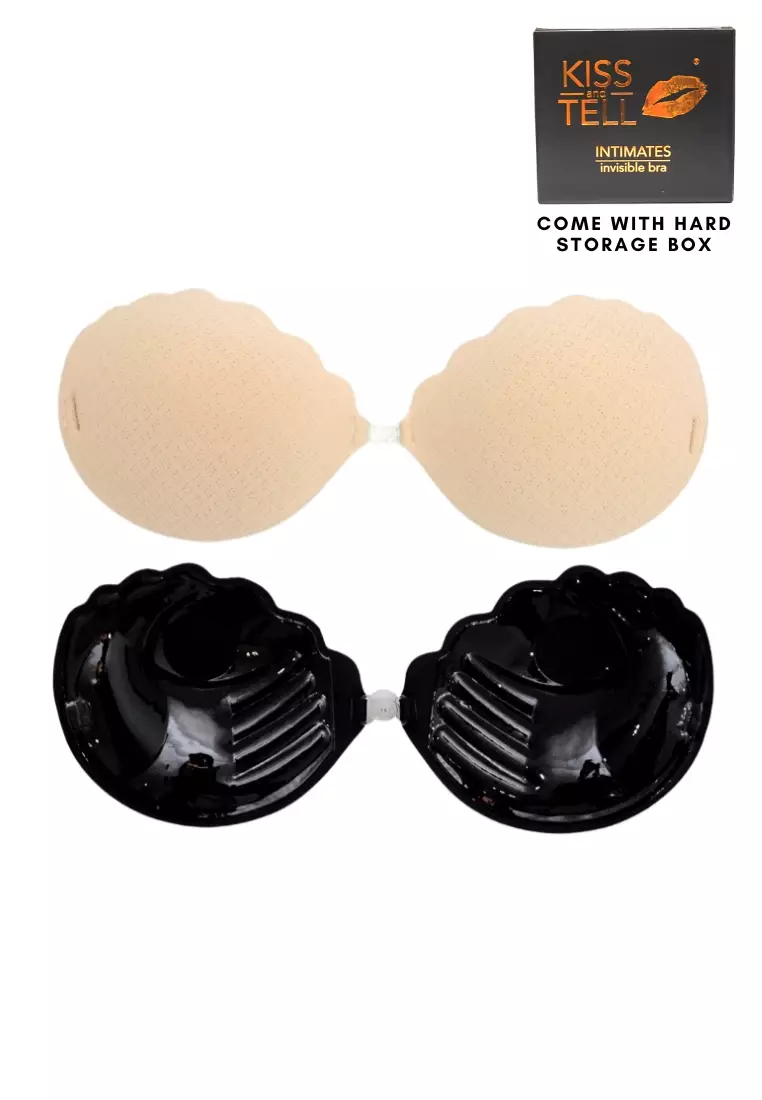Reusable Sticky Push Up Silicone Nipple Cover For Women - Black and Beige