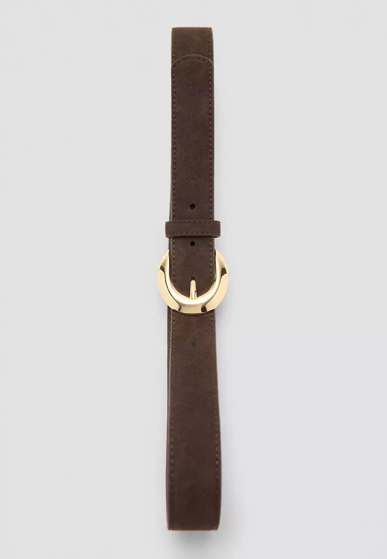 Leather Belt With Oval Buckle