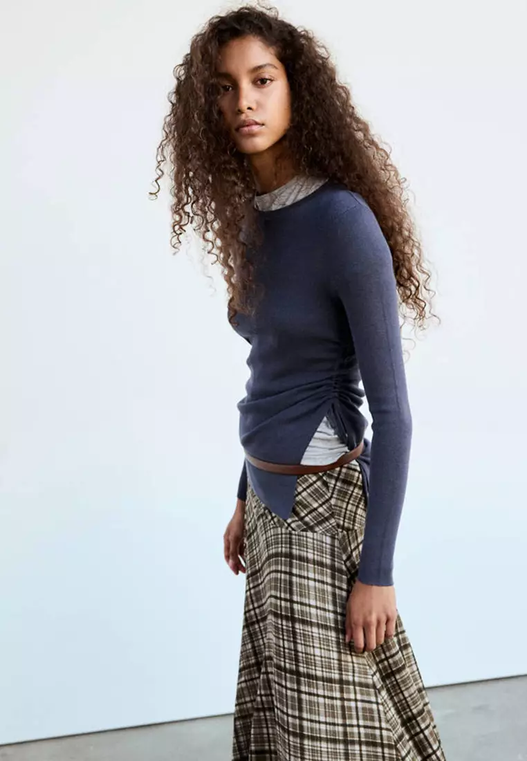 Checked Asymmetric Skirt
