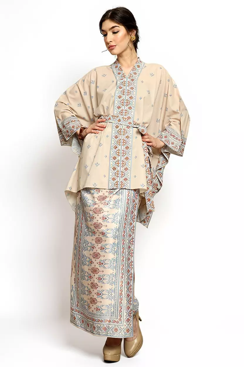 Kanzi Collection Songket Sarong Kebaya Belt Beige