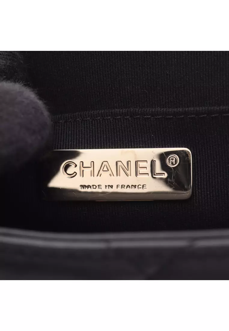 Pre-Loved Chanel matelasse Small Box chain shoulder bag lambskin black gold hardware