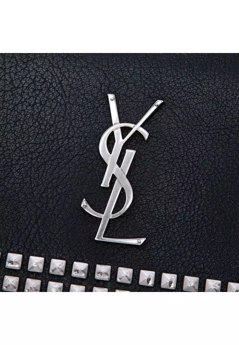 Pre-Loved Saint Laurent Studded Leather Monogram Clutch