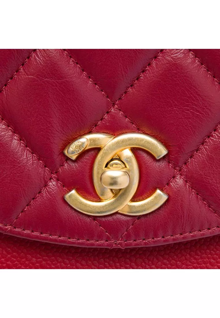 Pre-Loved Chanel Mini Quilted Calfskin And Caviar Chain Handle Flap