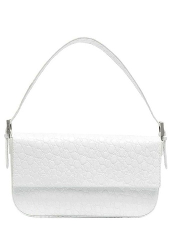 By Far white By Far Manu Circular Croco Embossed Leather Shoulder Bag in Pure White 68AC6AC6F85B68GS_1