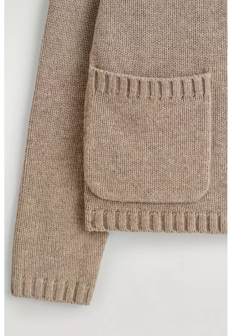 MERINO WOOL FUNNEL-NECK CARDIGAN